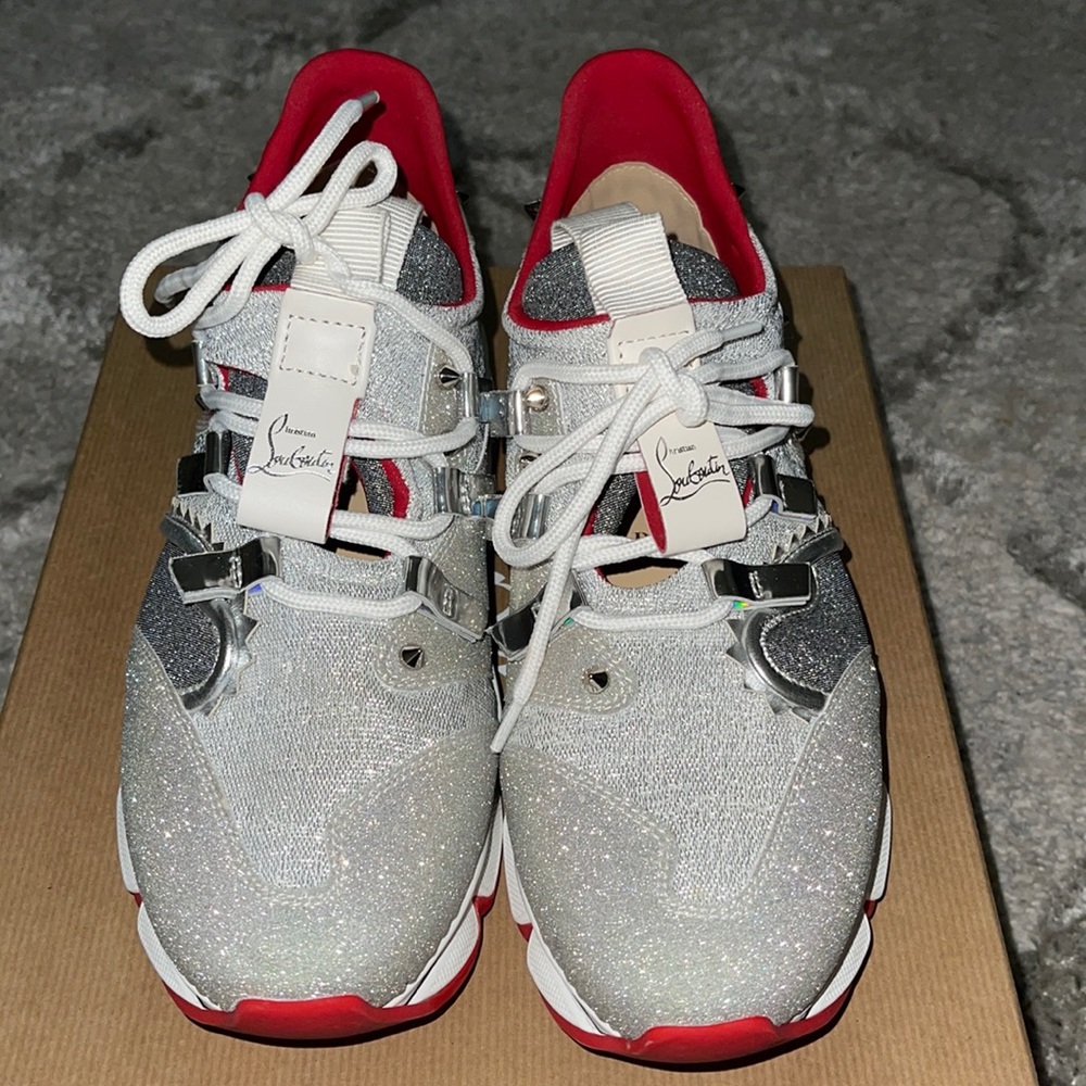 Christian Louboutin Red Runner Donna Glitter Sneakers WORN ONCE